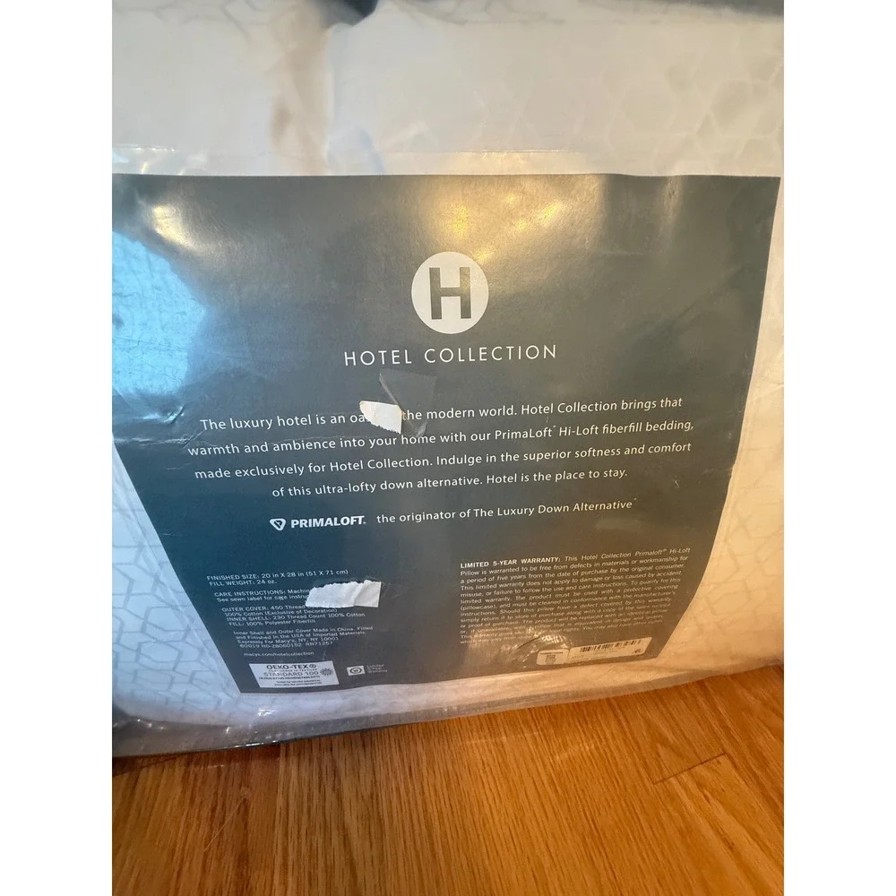 Hotel Collection PrimaLoft Luxury Down Alternative Pillow Standard Queen White